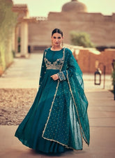 Fantastic Design Embroidered Blue Gown
